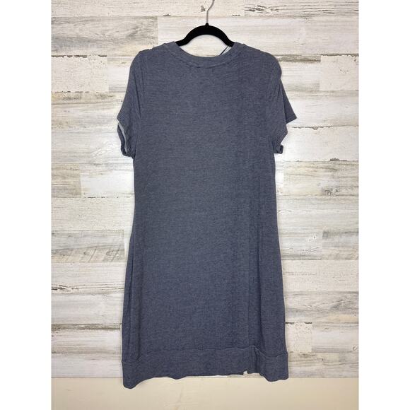 Adyson Parker Women’s Plus 1X  Blue Stretch Midi Short Sleeve Shirt Dress - Picture 2 of 6